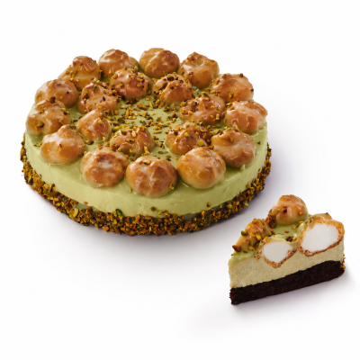 Profiteroles pistáciový dort- předkrájený na 12 porcí A 1,3,6,7,8